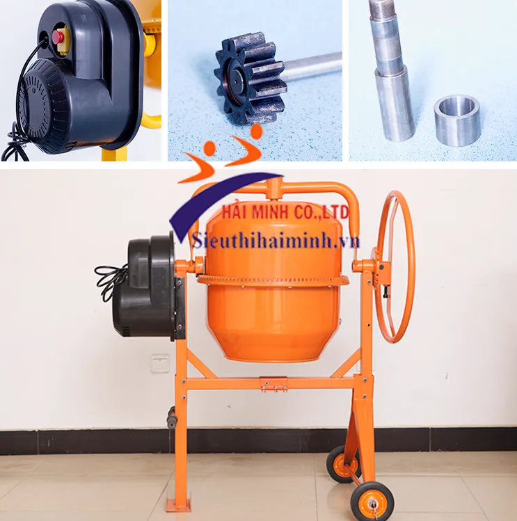 Máy trộn bê tông mini F130 với thiết kế nhỏ gọn, chắc chắn