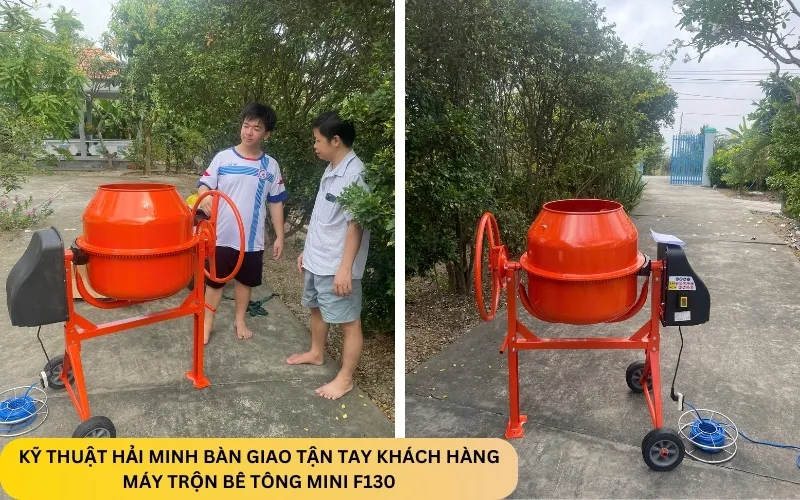 bàn giao máy trộn bê tông cho khách