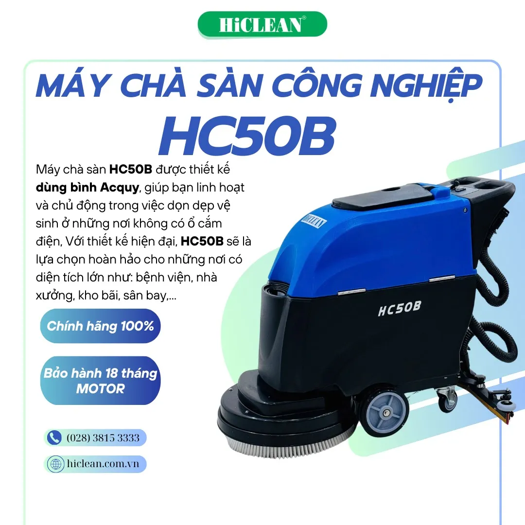 máy chà sàn liên hợp HiClean HC50B chuyên dụng cho nhà xưởng