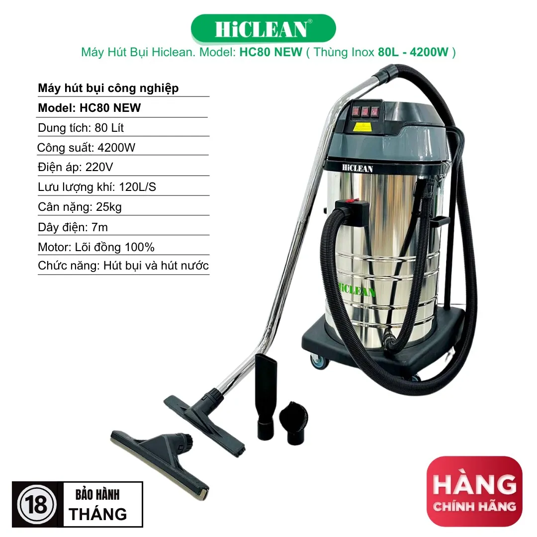 Hệ thống lọc HEPA chuyên dụng trên máy hút bụi nhà xưởng HiClean HC80 NEW