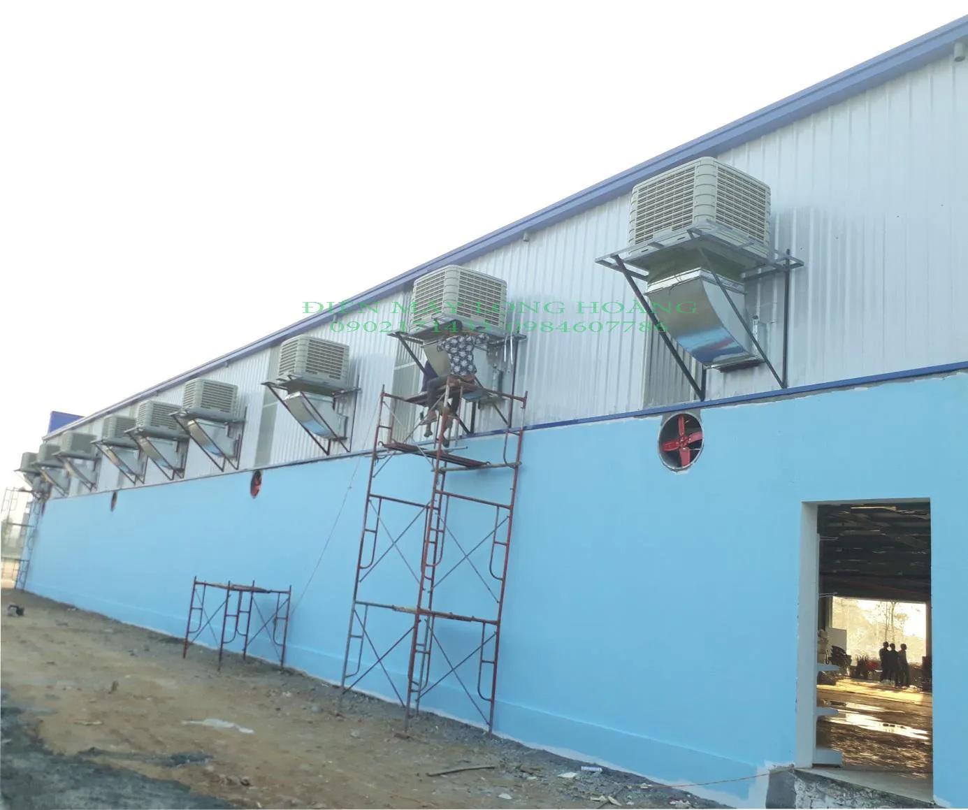 Lắp đặt máy làm mát công nghiệp Air Cooler 22000m3/h thực tế tại công trình