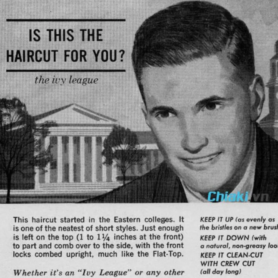 Tên tạp chí Boys' Life năm 1961, thể hiện sự phổ biến của kiểu tóc Ivy League
