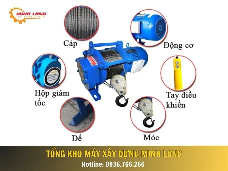 Cấu tạo của máy tời xây dựng