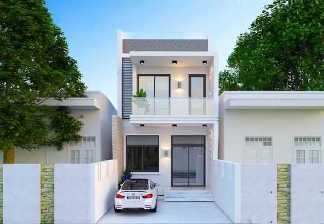 Nhà ống 2 tầng hiện đại với mặt tiền hẹp