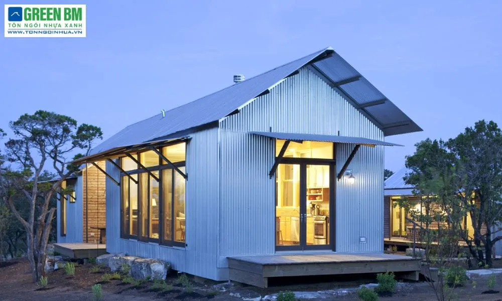 Mẫu nhà tiền chế mái tôn phong cách mái Nhật