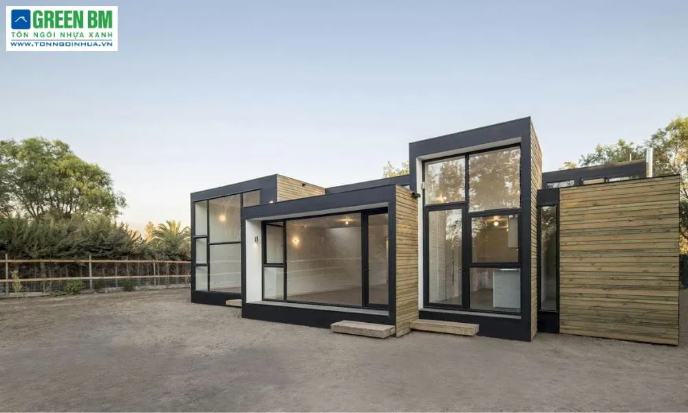 Mẫu nhà cấp 4 khung sắt mái tôn phong cách 3 gian