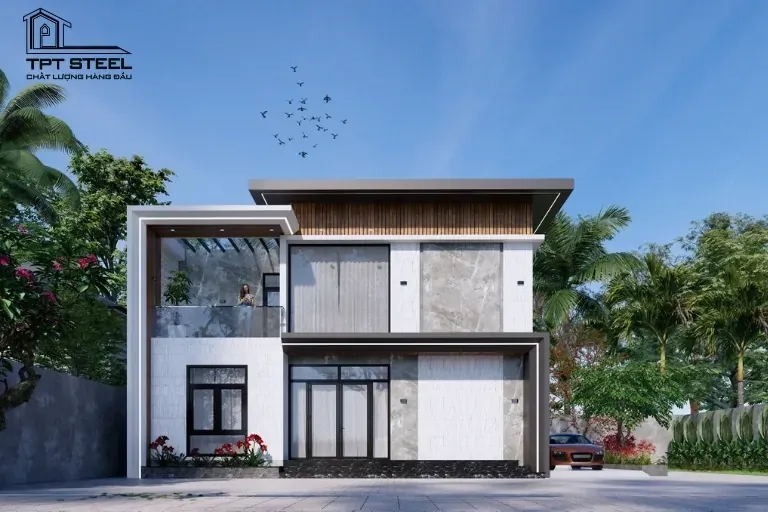 nhà khung thép 2 tầng đẹp