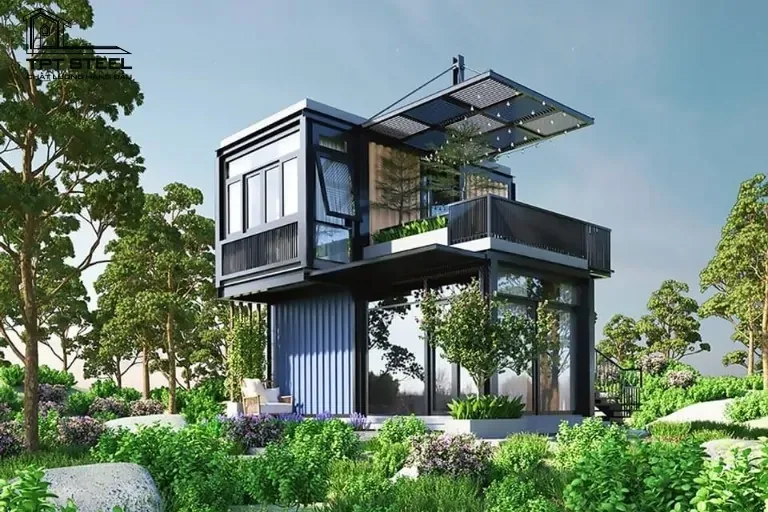 nhà khung thép 2 tầng đẹp