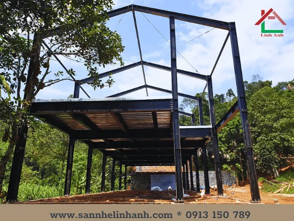 Nhà khung thép sàn tôn deck