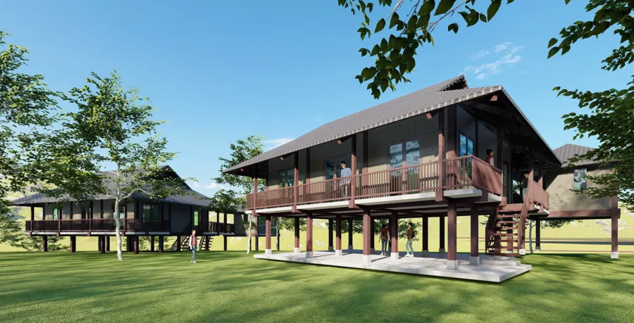 Nhà sàn bê tông là kiểu nhà sàn được làm bằng bê tông cốt thép