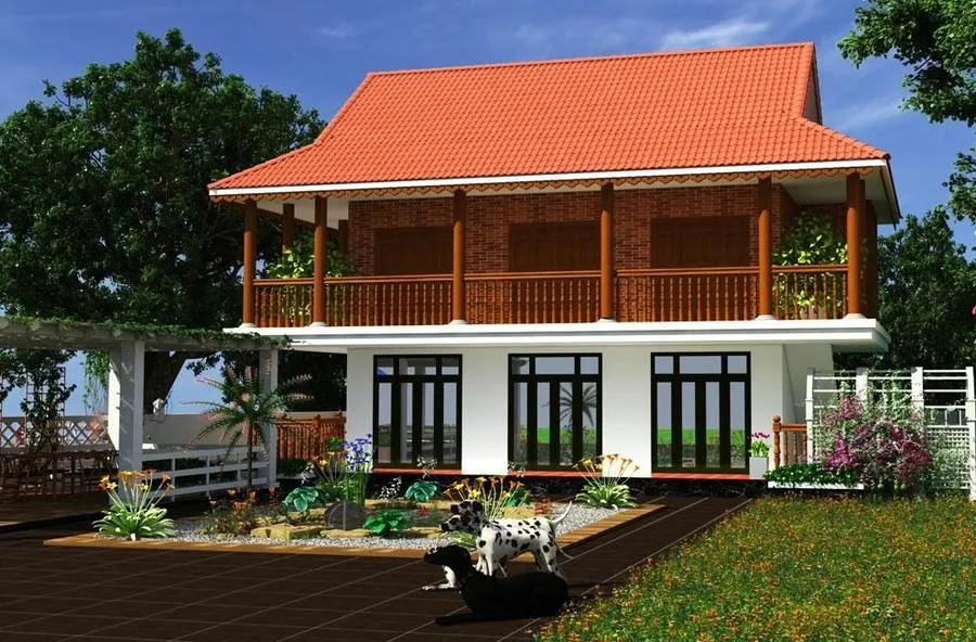 Nhà sàn bê tông nông thôn đẹp, tiết kiệm chi phí