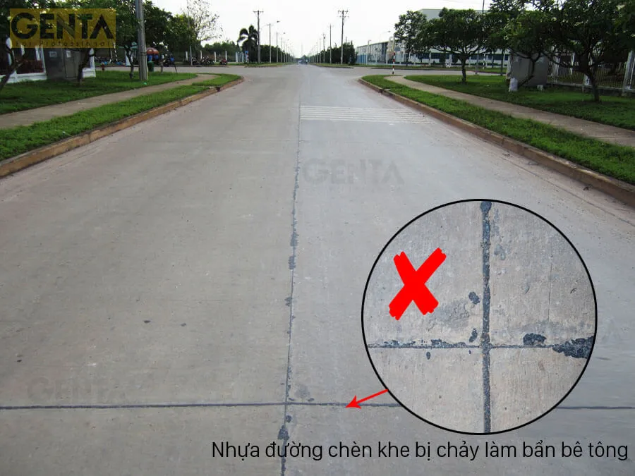 Nhựa đường tại khe co giãn bị chảy