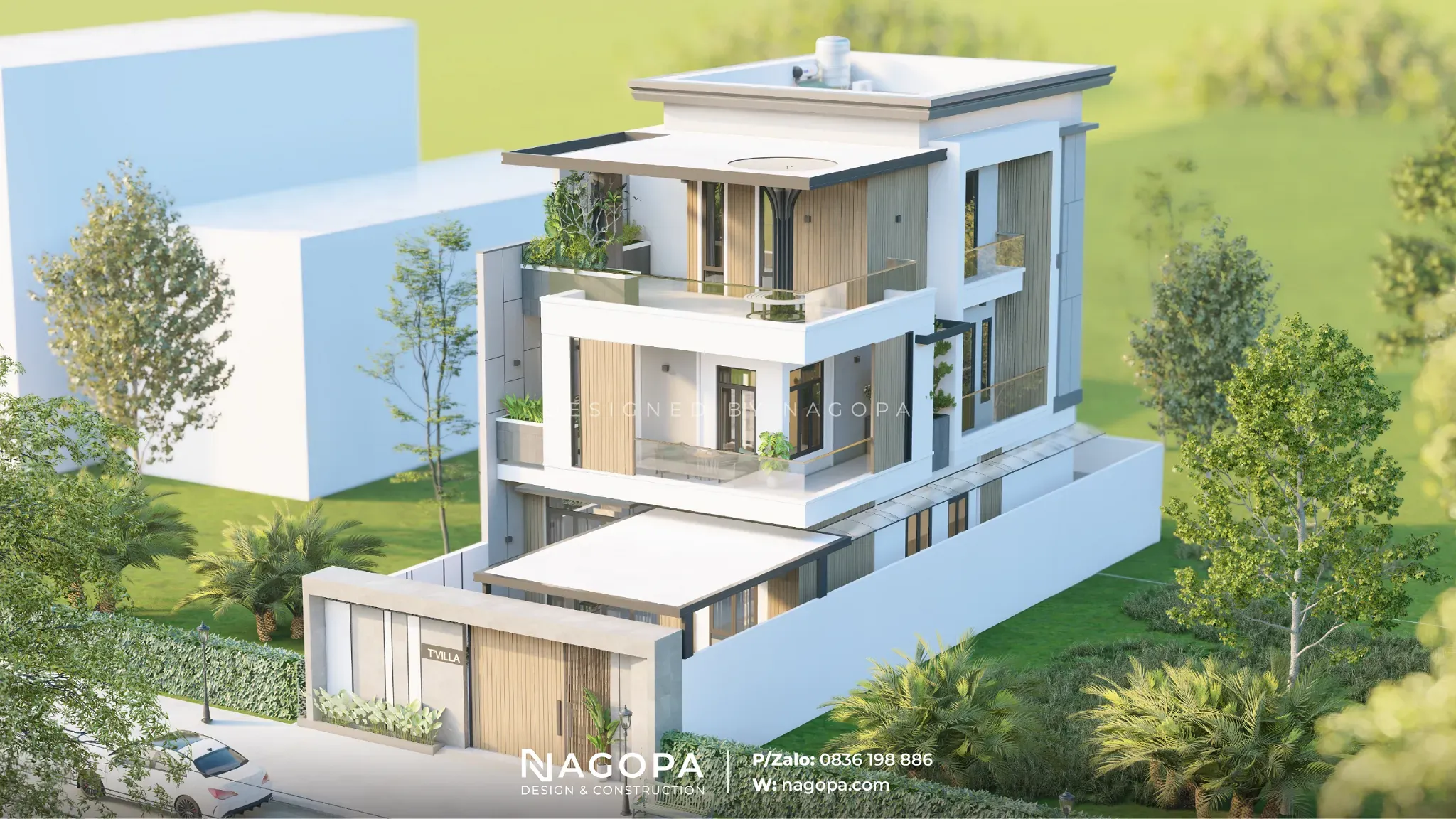 Mái bê tông cốt thép cho biệt thự hiện đại