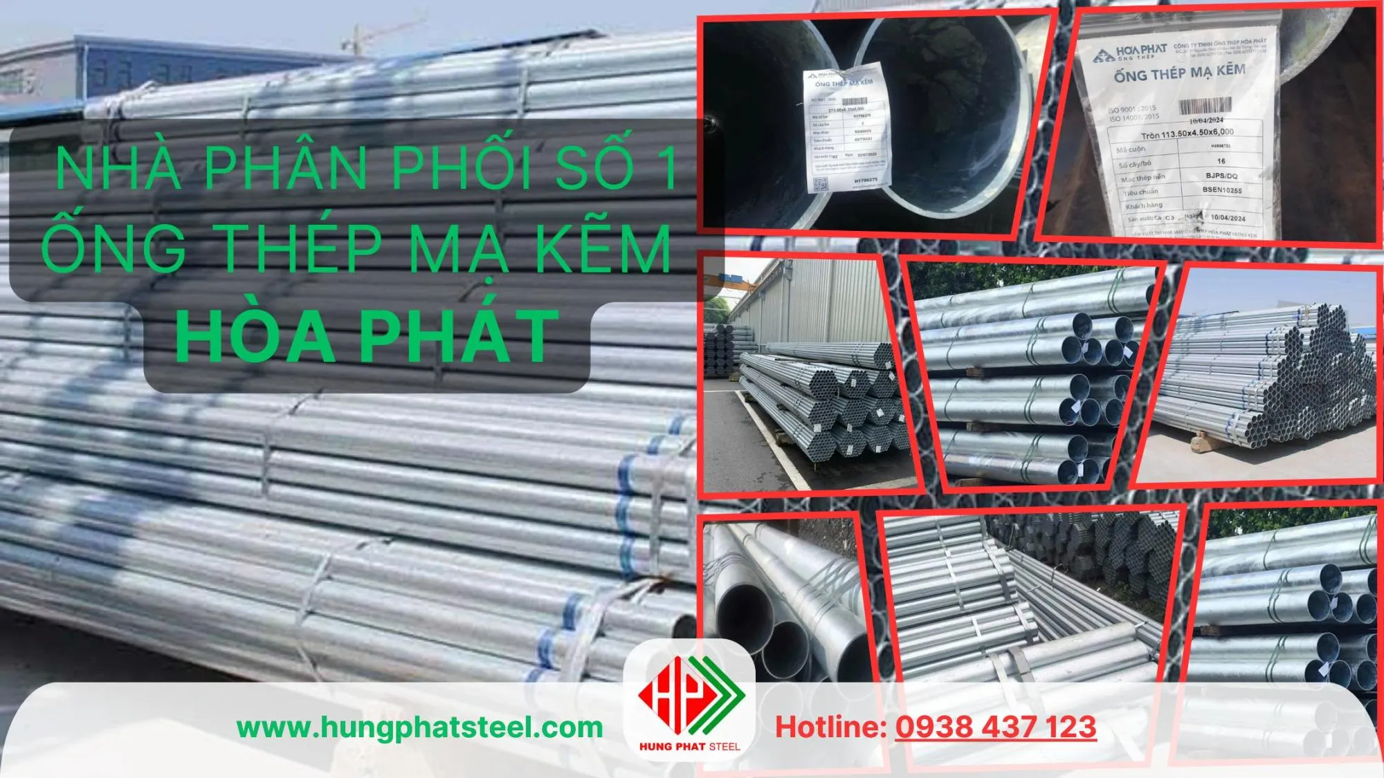 Ống thép mạ kẽm Hòa Phát trên công trường