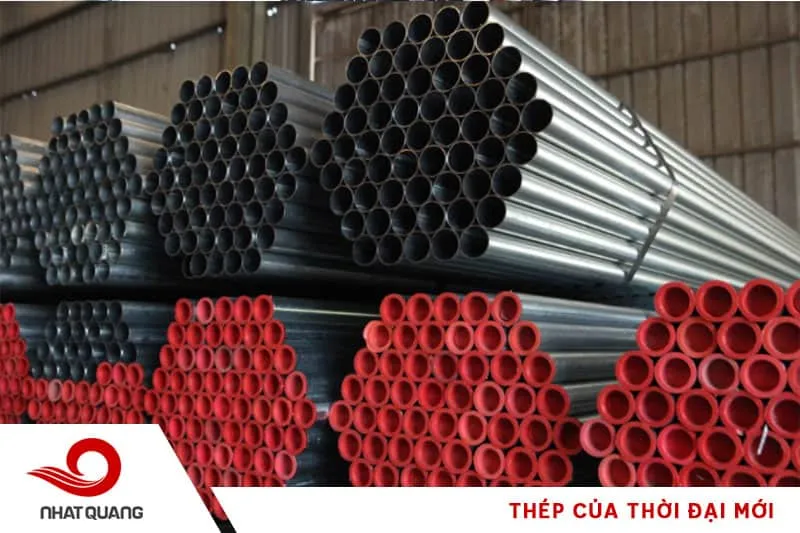 Hình ảnh ống thép mạ kẽm với bề mặt nhẵn bóng