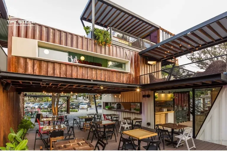 quán cafe khung thép thùng container