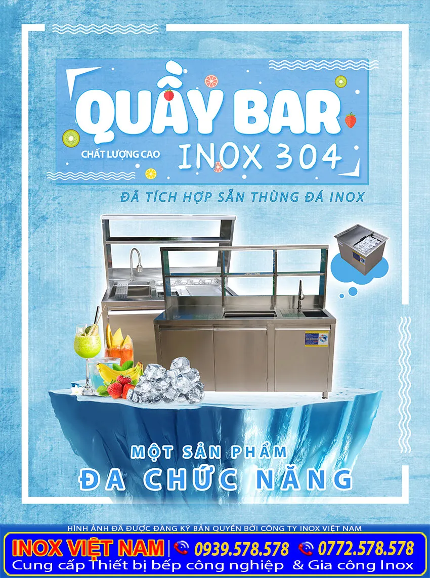 Địa chỉ mua quầy pha chế trà sữa, quầy bar inox, quầy bar cafe inox giá tốt tại TPHCM.