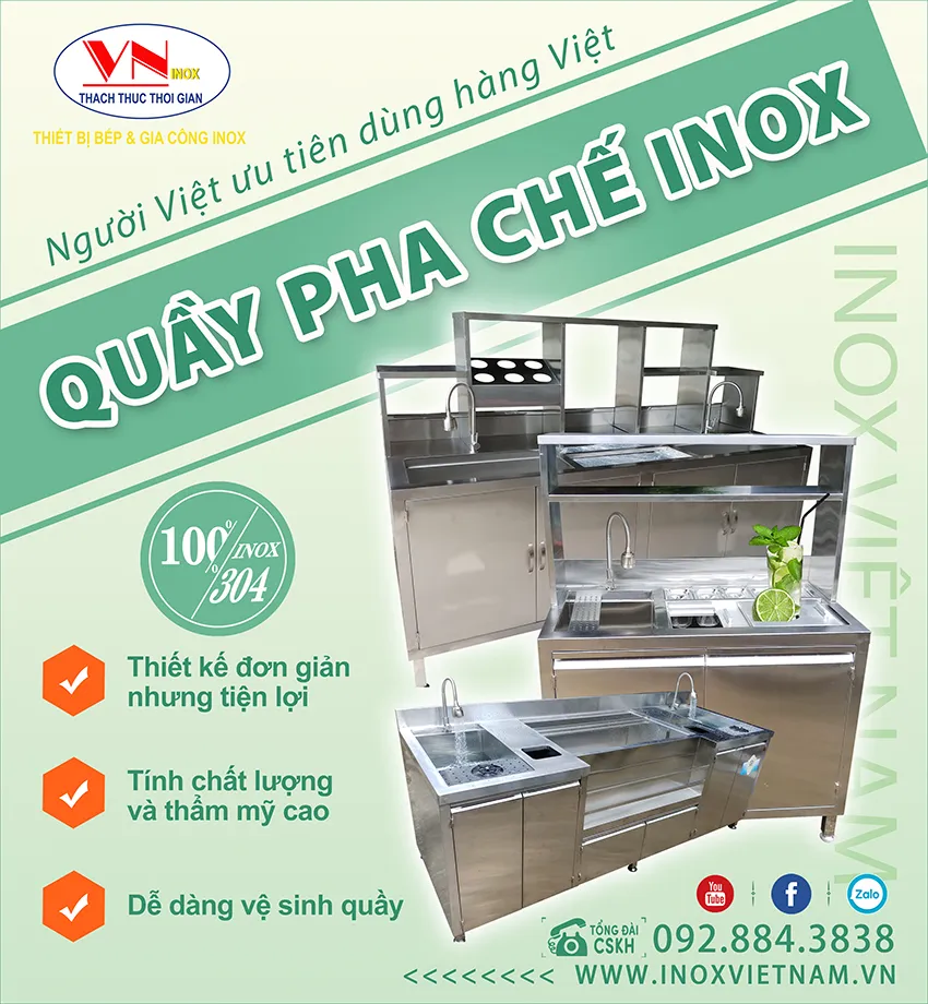 Địa chỉ mua quầy bar inox, quầy pha chế trà sữa inox, quầy pha chế inox đẹp với giá tốt