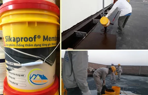 Quét Sika Membrane chống thấm sàn mái bê tông hiệu quả