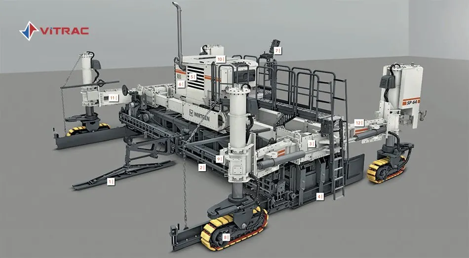 Cận cảnh khuôn trải của máy Wirtgen SP 64