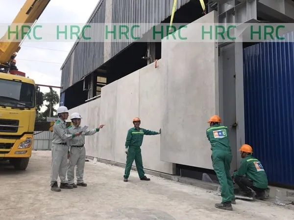 Thi công tấm tường bê tông đúc sẵn