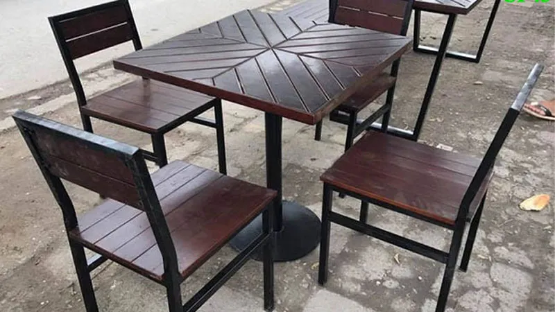 Bàn ghế sắt công nghiệp phong cách rustic