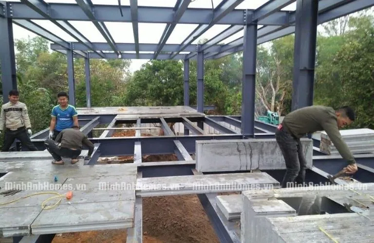 Minh Anh Homes thi công sàn bê tông nhẹ