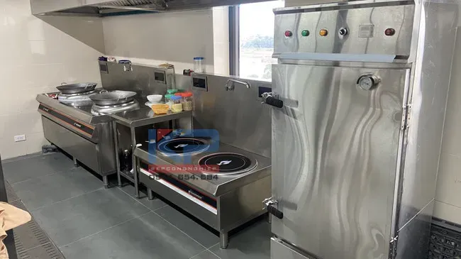 Thiết bị bếp điện từ bền bỉ trong thiết kế bếp ăn công nghiệp tại Hà Nội