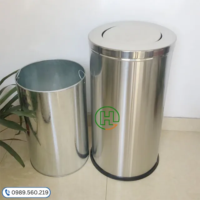 Thùng rác inox nắp lật 12