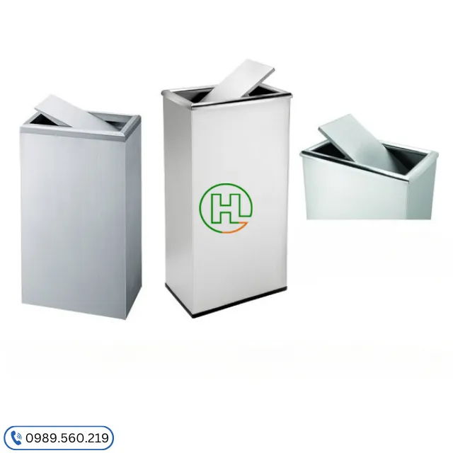 Thung rac inox nap lat 16