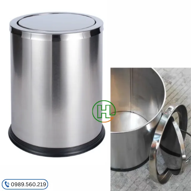 Thùng rác inox nắp lật 8