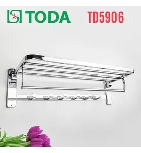 Vắt khăn giàn kèm móc áo inox SUS304 bóng Toda TD5906