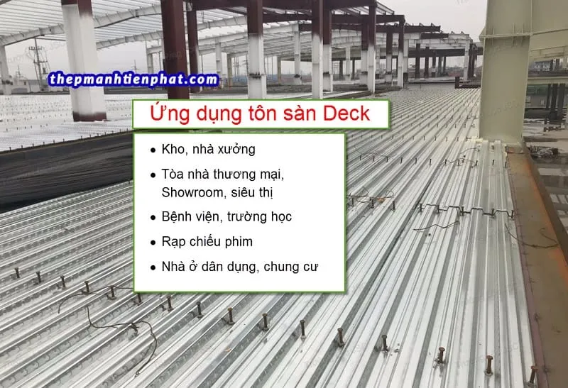 Tôn đổ sàn deck được ứng dụng nhiều trong các công trình lớn