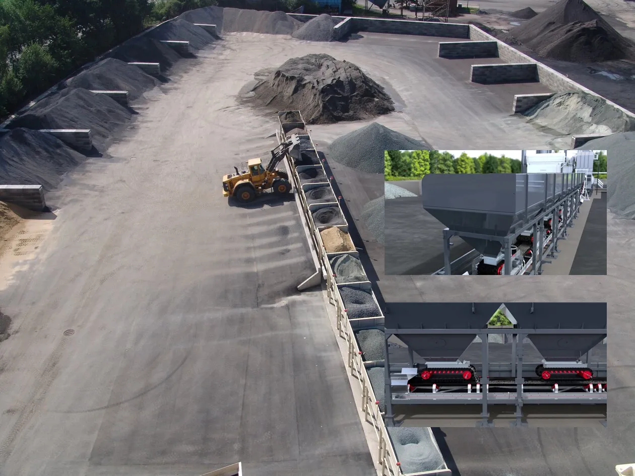 Hệ thống phễu cấp liệu nguội cho trạm trộn bê tông nhựa