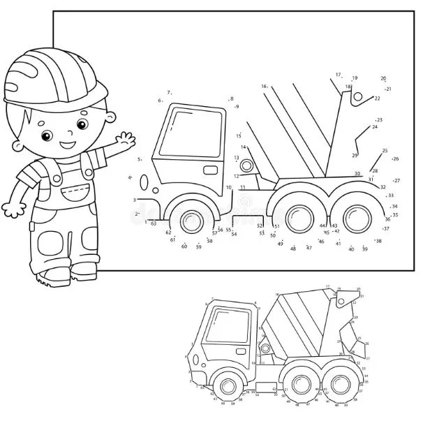 Tô màu xe trộn bê tông nuôi đam mê bé