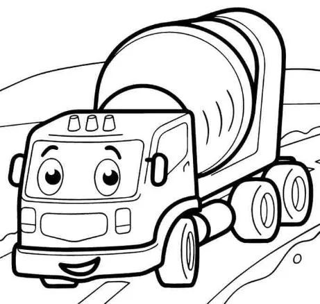 Tranh tô màu xe trộn bê tông hoạt hình