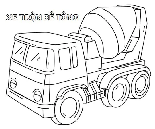 Tranh tô màu xe trộn bê tông thành mô hình