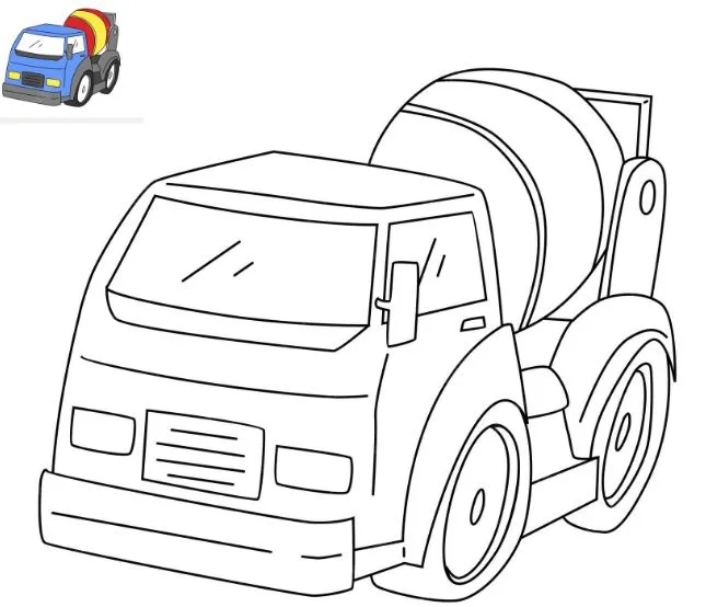 Hình tô màu xe trộn bê tông có mẫu