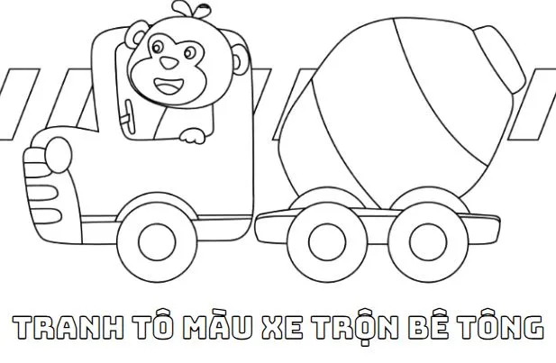 Tô màu xe trộn bê tông vui nhộn