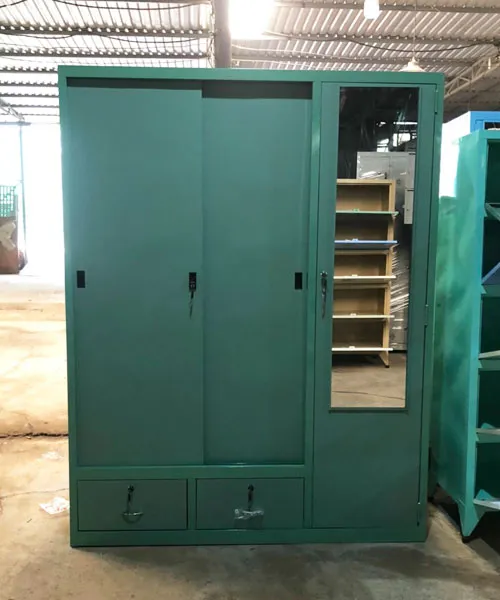 Thiết kế tủ quần áo sắt hộp 2 cửa trượt