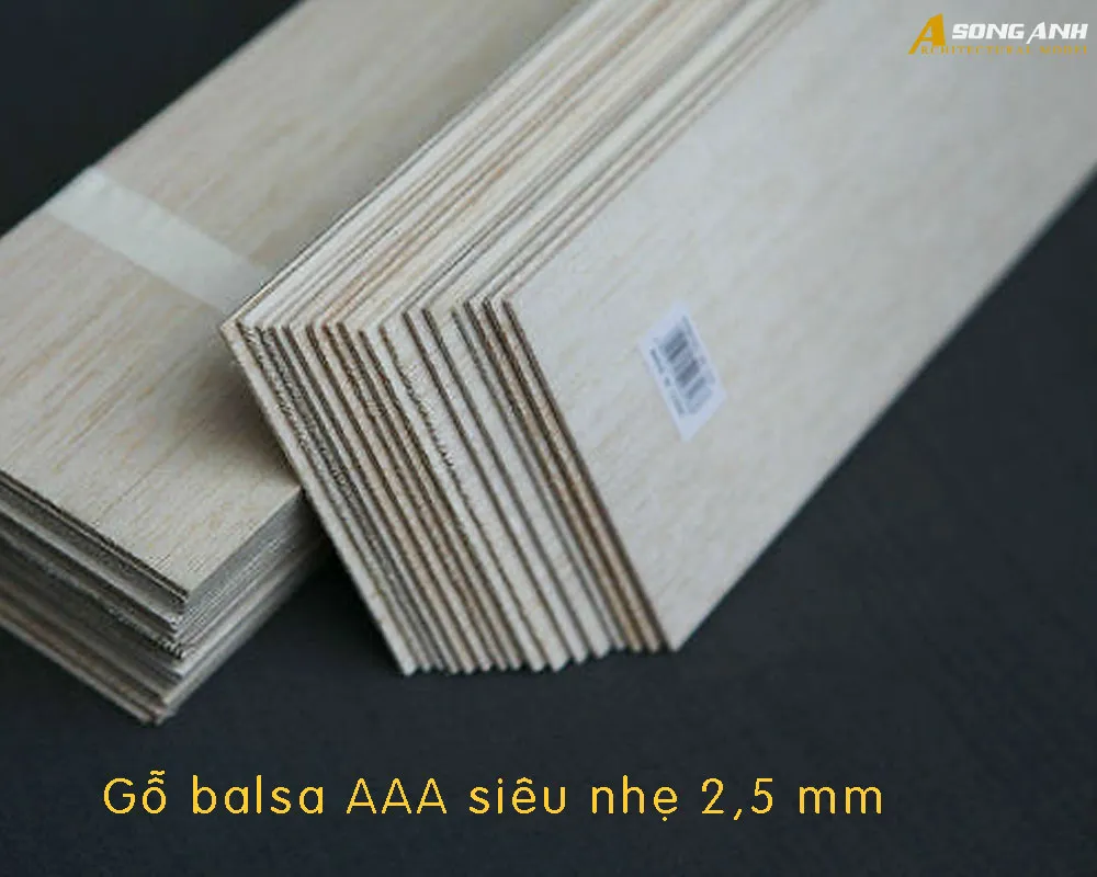 Gỗ balsa AAA siêu nhẹ 2,5 cm