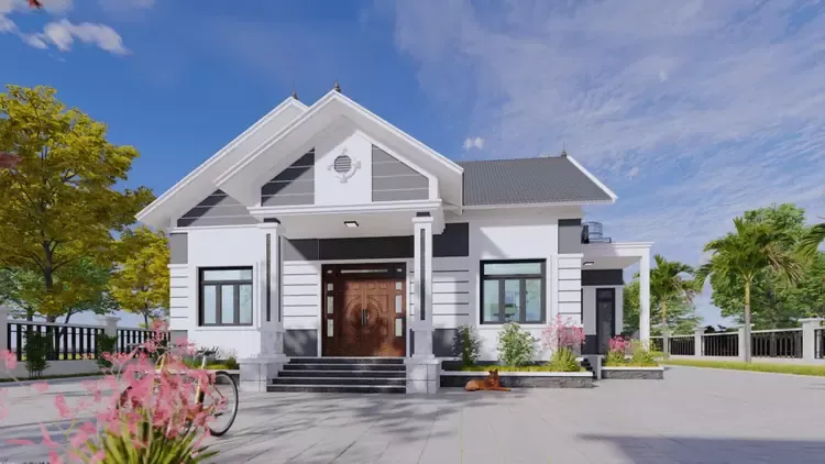 Thiết kế nhà cấp 4 100m2 3 phòng ngủ đẹp, hiện đại