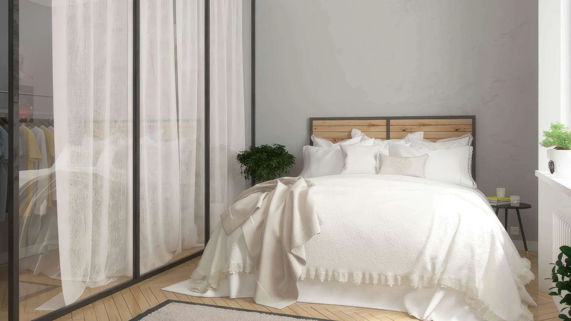 vách ngăn phòng ngủ bằng kính cường lực