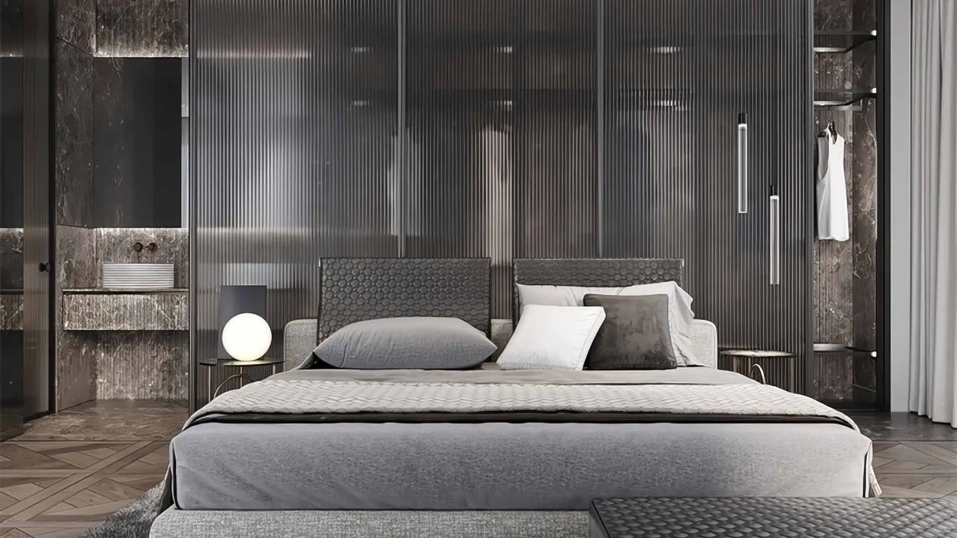 vách ngăn phòng ngủ kính cường lực