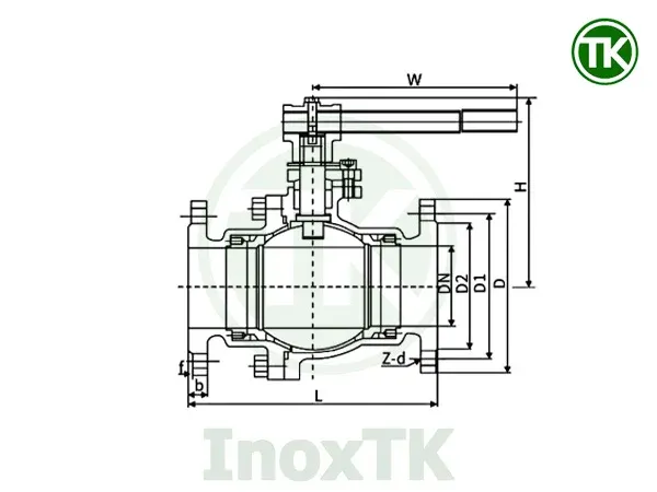 Bản vẽ kỹ thuật chi tiết cấu tạo van bi mặt bích inox
