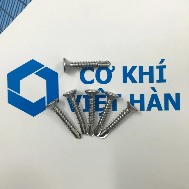 Vít tự khoan inox 304 đầu bằng với rãnh chữ thập