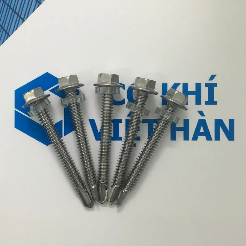 Vít tự khoan inox 304 đầu lục giác với vòng đệm