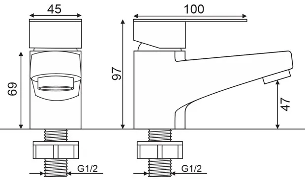 Vòi lavabo lạnh inox 304 SUS2104 thiết kế hiện đại với bề mặt xước chống bám vân tay