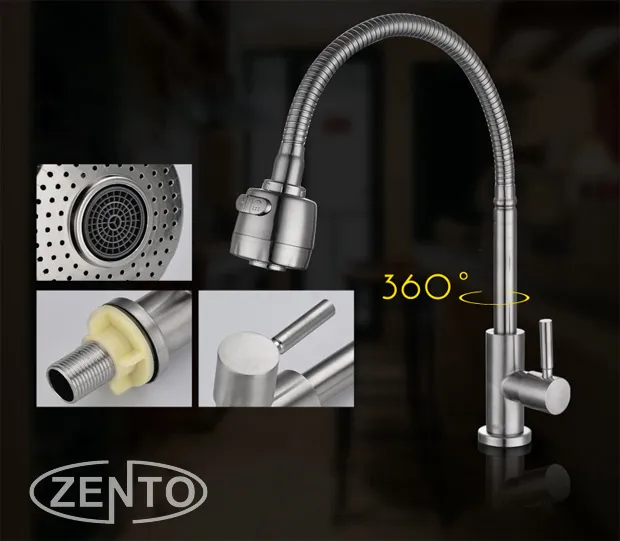 Thân vòi có khả năng uốn cong và xoay hướng linh động giúp mở rộng phạm vi sử dụng