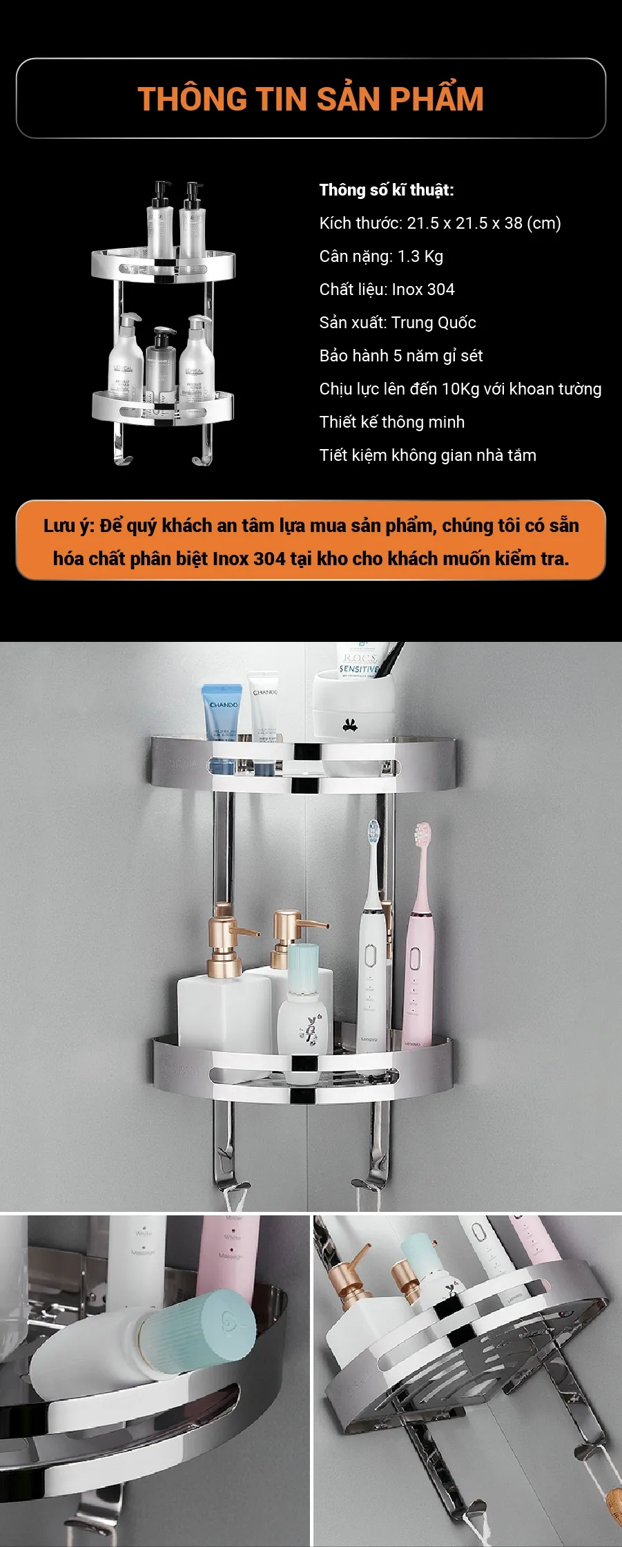 Hướng dẫn lắp đặt kệ góc inox 304